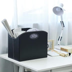 EZDeco Magazine Holder Foldable Magazine Rack Floor PU Leather File Holder Newspaper Book Storage Magazine Basket Document File Folder Organizer for Office Home (Black-2)