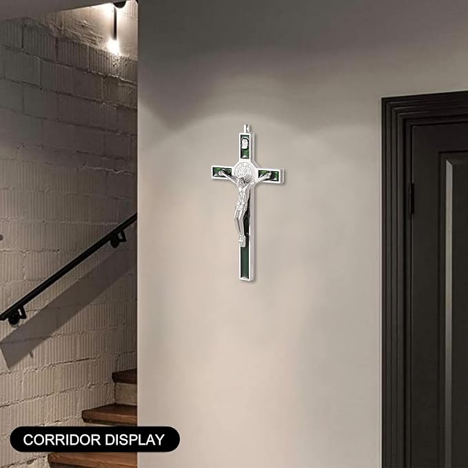VINETEN Crucifix Wall Cross, Catholic Crosses with Black Enamel - Crucifix for Wall, Jesus Christian Wall Hanging Cross for Home Decor 4 Inch