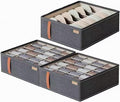 3pack Wardrobe Clothes Organizer，Foldable Underwear Storage Box Fabric Storage Bin with Divider for Socks Bra Clothes Underwear Organizer Drawer Multifunctional Household Box (Dark gray)