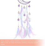 Pretty Jolly Purple Moon Kids Dream Catcher Wall Decor Pompom Feather Baby Dreamcatcher Handmade Children Dream Catcher Home Décor Wall Hanging for Nursery Bedroom Boys Girls Birthday Gift-25.6in