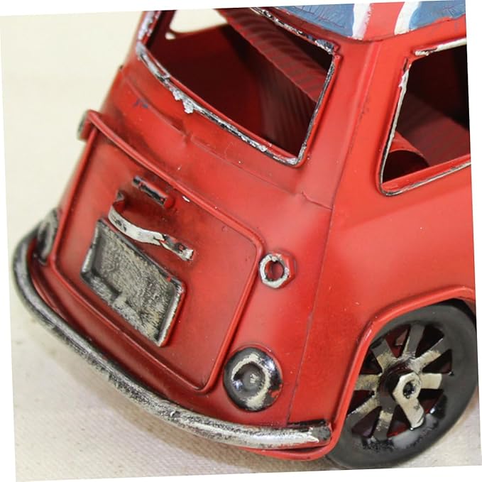 Holibanna Vintage Model Decorative Ornament Retro Wrought Desk Sculpture for Home Office Handmade Red Vehicle for Collectors Stylish Table Decor