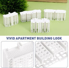 Wakauto Miniature Apartment Building Architectural Model White Plastic Dollhouse City Sand Table Models - for Home Decoration Gift for Architecture Lovers 4 Styles Included