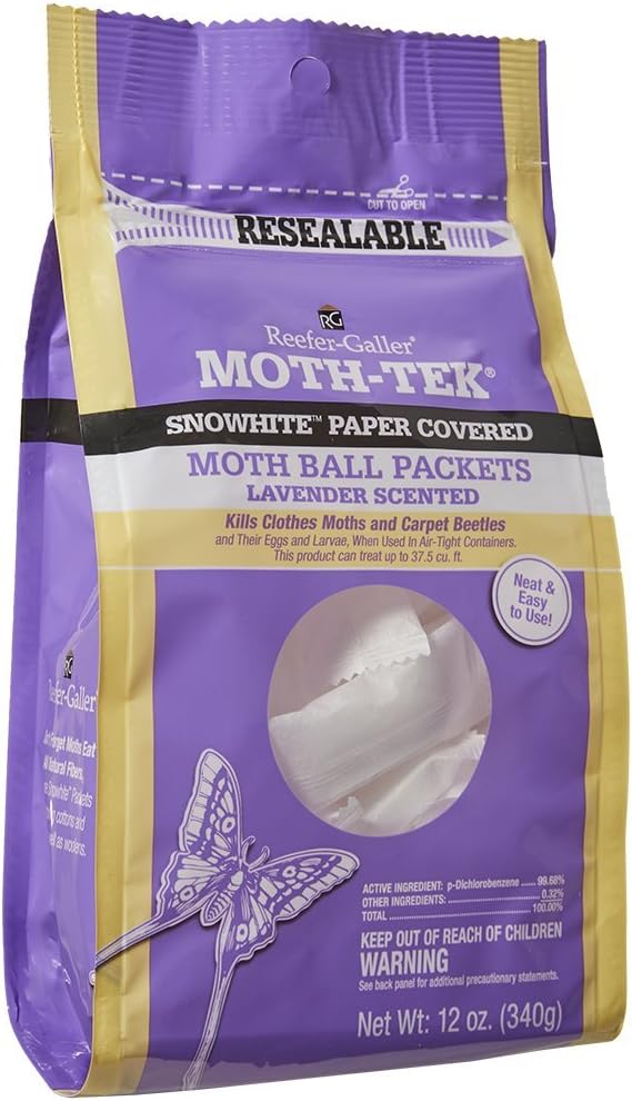 Moth-Tek Snowhite Lavender Scented Moth Ball Packets 12 oz (3)