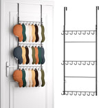 HapiRm Over Door Hat Rack - 3 Tier Wall Mounted Hat Organizer with 24 Hooks, Baseball Cap Organizer Storage Holds up to 24 Caps for Door, Bedroom, Closet