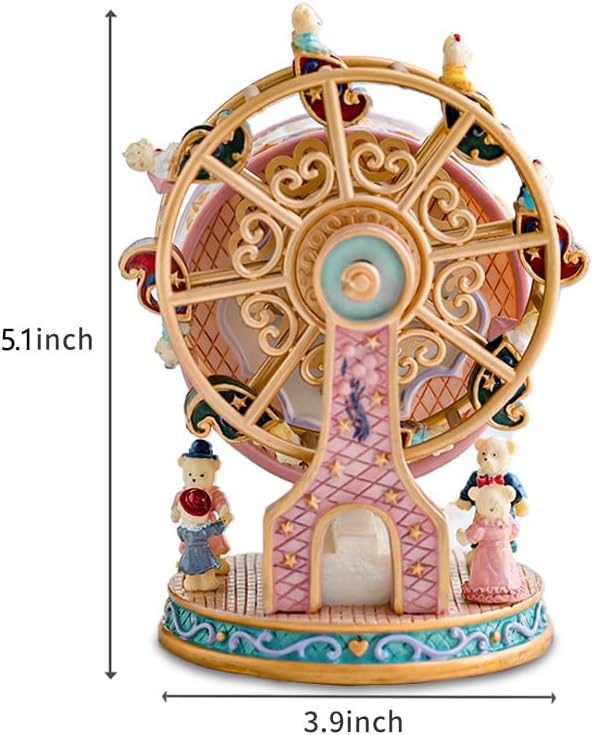 LOVE FOR YOU Gift Wrapped Music Box Bear Ferris Wheel Musical Decoration for Girls Kids Sister Son Daughter Mom Granddaughter Grandma Niece Children Women Christmas Birthday Presents Gifts