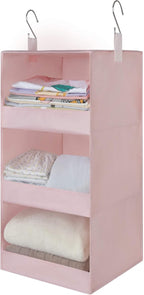 GRANNY SAYS 3-Shelf Hanging Closet Organizer, Collapsible Closet Hanging Shelves, Nursery Hanging Organizer, Pink, 29 ½" H X 12" W X 12" D, 1-Pack