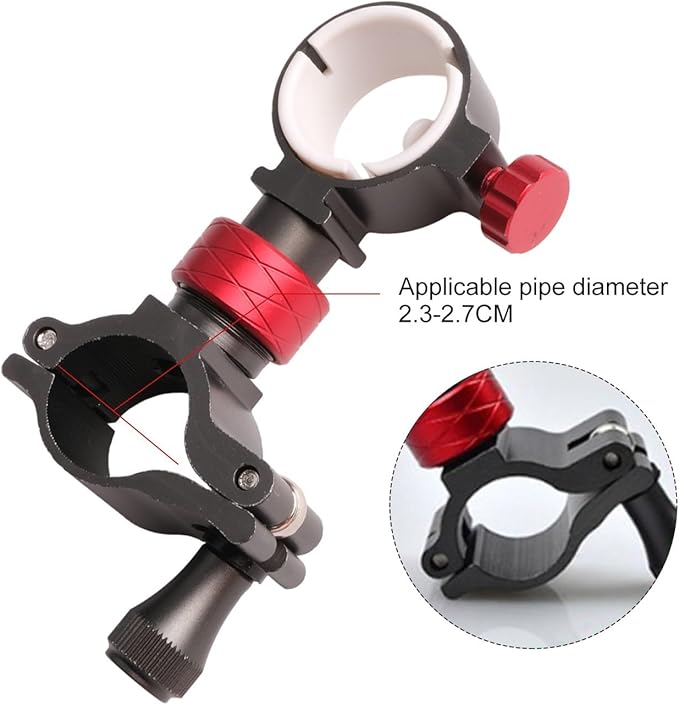 FABULETTA Aluminium Alloy Fishing Umbrella Stand, 360° Rotatable Beach Chair Umbrella Attachment Holder, Adjustable Clamp For 2.3-2.7cm Tube Diameter