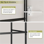 Small Clothes Rack with 3 Shelves, 72 Inches Tall Coat Garment Rack with Wheels, Display Clothing Racks for Hanging Clothes for Entryway, Hallway, Bedroom, Office, Living Room, Black
