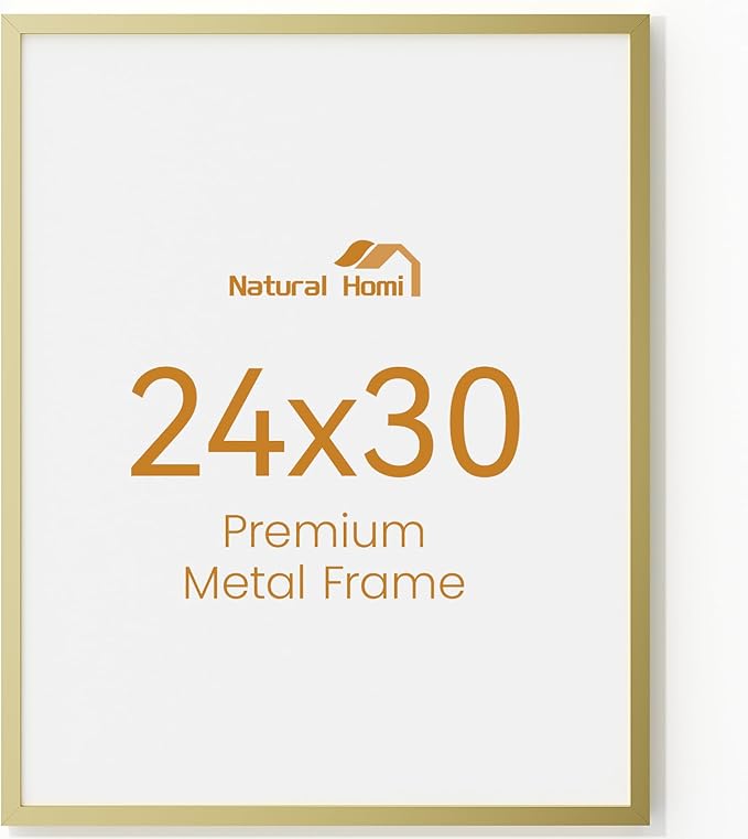 24x30 Aluminum Metal Picture Frame,Tempered Glass Gold Photo Frame 24x30 for Family Photo,Posters,Art,Document to Wall Mount Horizontally or Vertically