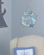 Putuo Decor Beach Wreaths - Ocean Welcome Sign, Wood Material, Summer Beach Decor for Front Door, Sea Turtle Design