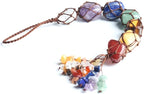 Handmade Crystal Window Car Hanging Ornaments 7 Chakra Home Decoration Feng Shui Ornament Yoga Meditation Car Decoration Tumbled Palm Stones