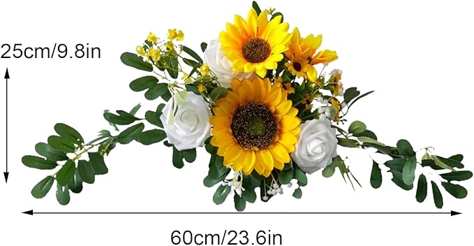 Wnvivi Artificial Flower Swag,Wedding Arch Flowers,Rose Swag Arch Swag Lintel Floral for Wedding Ceremony,Front Door,Centerpiece Decor-Yellow