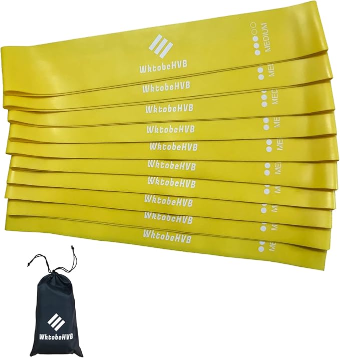 Resistance Loop Exercise Bands-5/10 Pack-10/12 Inch Stretch Bands for Working Out with Carry Bag-Elastic Bands for Physical Therapy, Rehab, Yoga, Pilates and Strength Training at Home or Gym