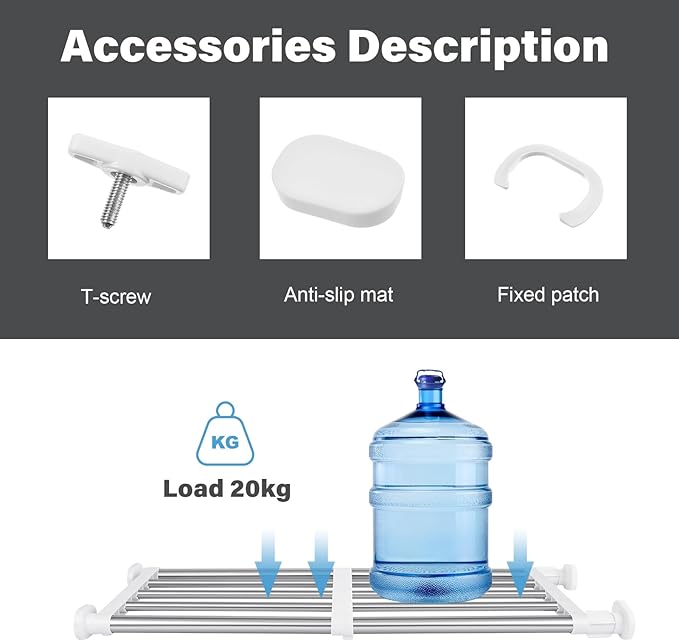 Geetery 4 Pcs Closet Tension Shelf Rod Metal Expandable Shelf Organizer Adjustable Closet Shelves Rack DIY Dividers Separators for Cabinet Storage Locker Clothes(23.62–39.37 Inch)
