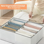 6 Pack Wardrobe Closet Organizer and Storage for Clothes - 7 Grids Foldable Drawer Dividers Organizers for Jeans | Pants | Shirts | Leggings, Stackable Clothing Bins for Closets Organization