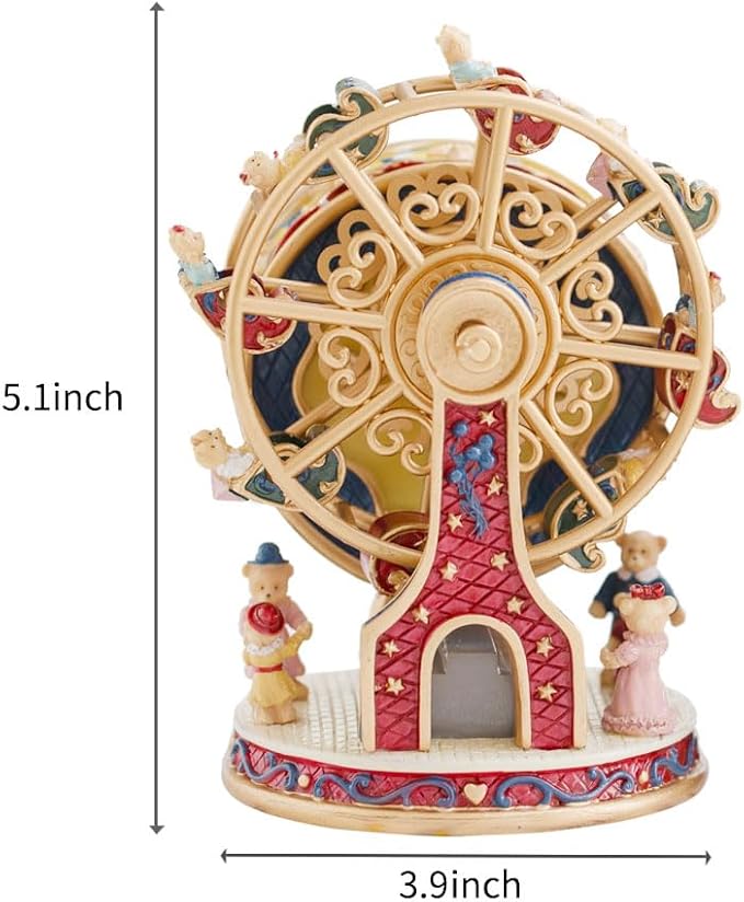 LOVE FOR YOU Gift Wrapped Music Box Bear Ferris Wheel Musical Decoration for Girls and Kids Sister Son Daughter Mom Granddaughter Grandma Niece Women Christmas Birthday Presents Gifts
