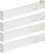 mDesign Expandable Dresser Drawer Divider with Foam Ends, Drawer Divider Locks in Place, Separators for Clothing and Accessories in Closet or Dresser Drawer, Ligne Collection, 4 Pack, White