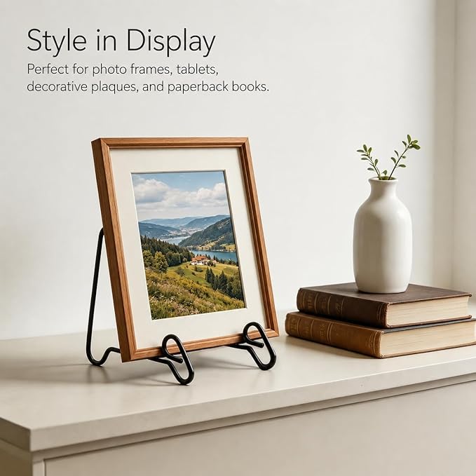 Artliving (4 Pack Black Display Stand Easel Iron Bowl Stands for Display Medium Deep Bowls, Platters and Deep Dishes
