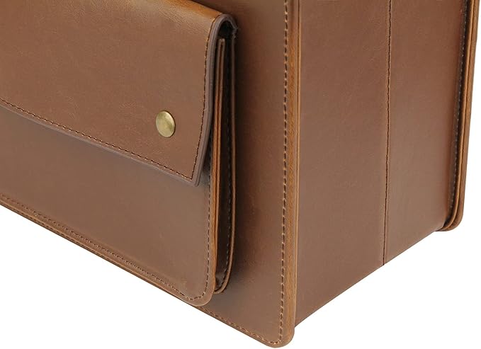 HofferRuffer Magazine Basket Holder, Foldable Magazine Rack, Document File Holder Organizer, File Folder, Newspaper Storage Bin Organizer for Home or Office (Brown)