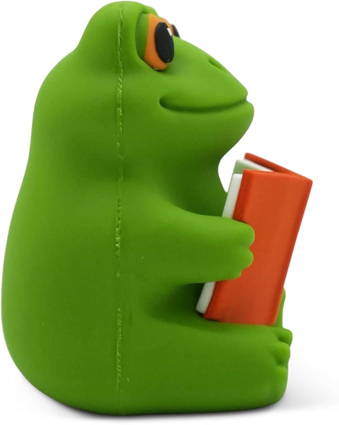 Little Readers – Cute Figurines for Bookshelves, Desks, Terrariums & Home Decor – Book-Loving Animal Statues - Frog