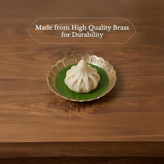 Shubhkart Solid Brass Decorative Nakshi Plate Set for Puja, Decoration & Diwali Gifting (Small 7 cm, Pack of 3, Solid Brass)