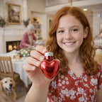 Lillian Vernon Shiny Glass Hearts Valentines Ornaments - 12 Piece Set, Blown Glass, Handcrafted Hanging Tree Decorations, Valentine's Day Holiday & Party Decor, 2" Tall Heart, Red, White & Pink