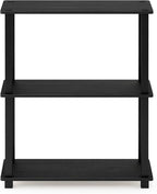 Furinno TURN-S-TUBE Storage Shelves Set of 2, 3-Tier Book Shelf, Corner Shelf, Toolless Open Shelves, Square Tubes, for Organization and Storage, Living Room, Garage, Home Office, Americano