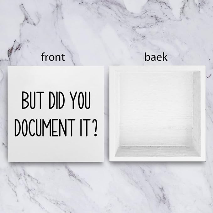 mmiishe The Office Gifts Desk Decor But Did You Document It Wooden Box Sign Funny Office Boss Gifts for Women Coworkers Boss Day Gifts for Him Decorations for Home Office 5 x 5 Inches