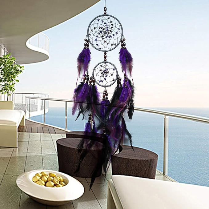 Dream Catchers Purple Handmade Feather Dreamcatcher