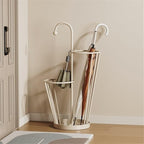 Umbrella Stand, Umbrella Holder, Freestanding Umbrella Basket with Drip Tray, Modern Iron Frame Umbrella Storage, Indoor Umbrella Holder for Entryway(Beige)
