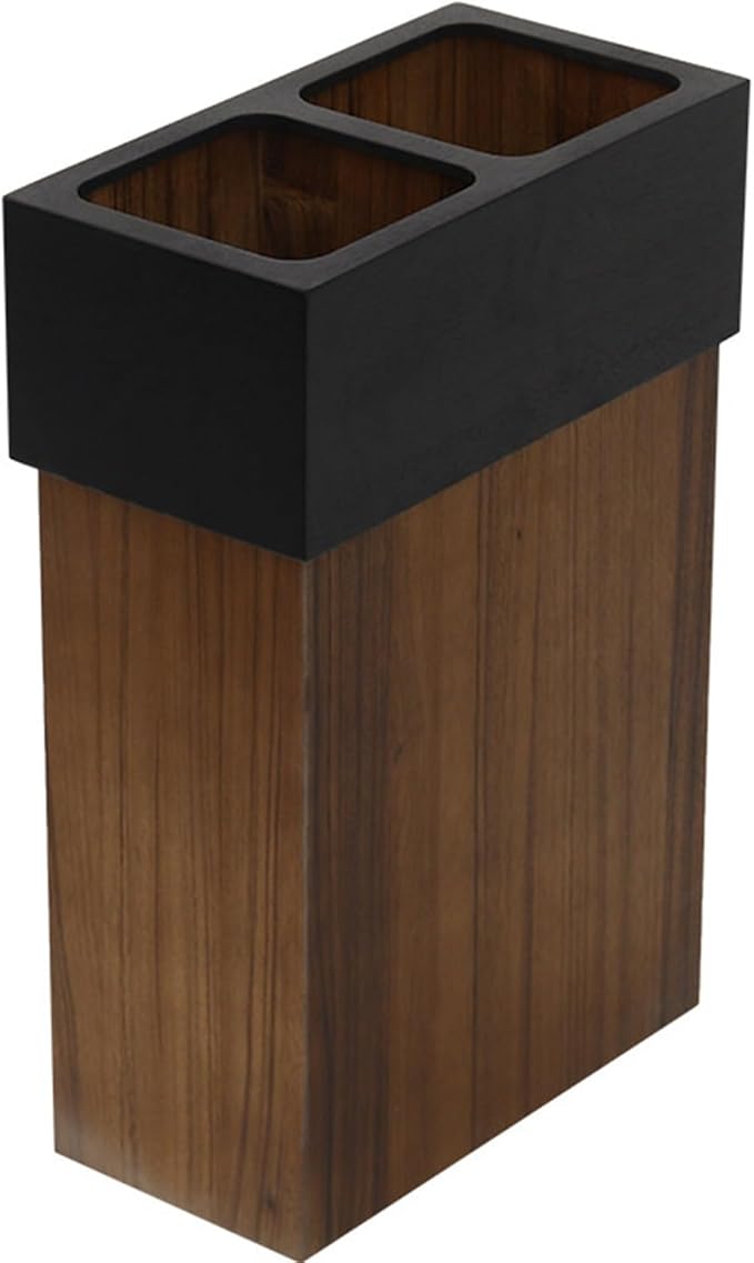 Wooden Umbrella Stand, Double Bucket Umbrellas Storage Box with a Detachable Drip Tray, Japanese Style Canes Walking Sticks Holder for Home Office,Hotel,Outdoor(Black)
