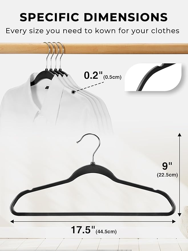 SMARTOR Heavy Duty Hangers 100 Pack, Premium Plastic Hangers for Clothes - Heavy Duty Non-Velvet Hanger with 360° Swivel Chrome Hook & Non Slip Notches - As Dress, Coats, Shirt, Jacket Hanger - Black