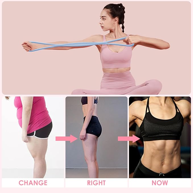2 Pack Figure 8 Resistance Bands with Handles, Silicone Exercise Bands for Arm, Back, Chest, Shoulder, 15 & 25LB Set