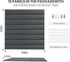 Large Cork Board Alternative 48” X 36” Felt Bulletin Board Tiles, with 30 Pushpins, 60 Adhesive Tabs,12-Pack Slat Wall Paneling, Cork Boards for Office Push Pin Board Felt Board - Dark Gray