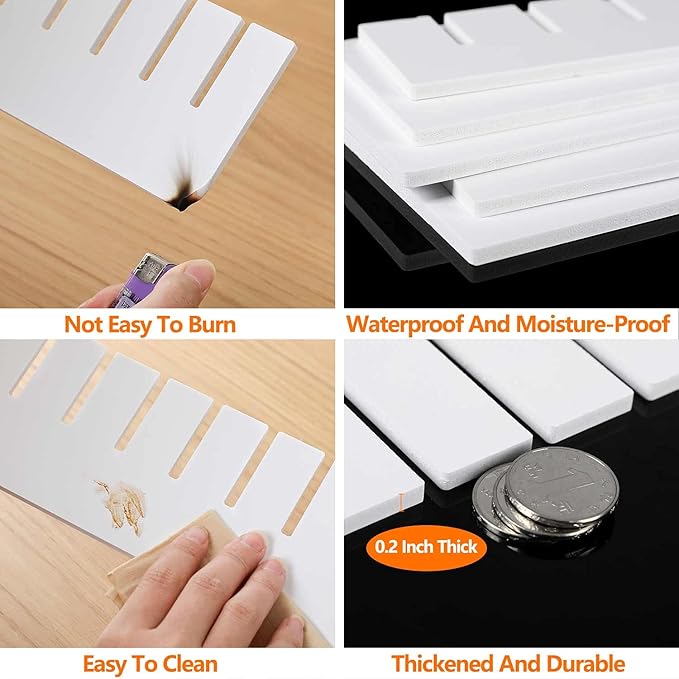 12Pcs Drawer Dividers, 17.72" x 3.55", Thick, DIY Organizer Separator, Large Adjustable Dresser Drawer Organizer for Clothes, Bedroom, Bathroom, Kitchen Cutlery, Desk, Office Storage