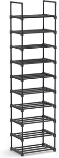 SONGMICS Shoe Rack, 10-Tier Shoe Organizer, Metal Storage Shelf, Upright or Upside Down, for 11-22 Pairs, for Entryway, 11.8 x 17.7 x 68.5 Inches, Black ULSA25BK