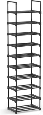 SONGMICS Shoe Rack, 10-Tier Shoe Organizer, Metal Storage Shelf, Upright or Upside Down, for 11-22 Pairs, for Entryway, 11.8 x 17.7 x 68.5 Inches, Black ULSA25BK