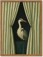 Framed Moody Heron Wall Art, Eclectic Vintage Bird Pictures Wall Decor Paintings, Surreal Whimsical Animal Canvas Prints Unique Humorous Home Decor for Living Room Bedroom Bathroom 16x24 inch
