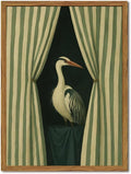 Framed Moody Heron Wall Art, Eclectic Vintage Bird Pictures Wall Decor Paintings, Surreal Whimsical Animal Canvas Prints Unique Humorous Home Decor for Living Room Bedroom Bathroom 12x16 inch
