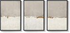 Large Framed Neutral Abstract Wall Art for Living Room, 3 Piece Modern Canvas Prints Paintings Artwork for Walls, Minimalist Beige Abstract Horizon Pictures for Hallway, Office Wall Decor 24x36 In