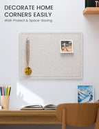 Fluxynara Bulletin Board, 23.6" x 17.5" Cork Board Alternative with 12 Safe Removable Adhesive Tabs, Foldable Felt Pin Board for Home Office, Classroom, Bedroom,Entryway for Walls—Light Gray