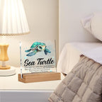 Inspirational Motivational Gifts - Turtle Gifts for Women Men - Sea Turtle Clear Desk Decorative Sign Home Decor