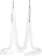 Kojem Aerial Silk Fabric Yoga Swing Kit For Fitness Yoga Inversions Flexibility Core Strength Dance White Nylon Fabric 6.6/13.1 Yards