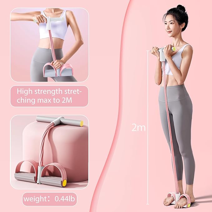 Foot Pedal Resistance Band,6-Tube Pedal Puller Resistance Rope,Yoga Elastic Exercise Bands, for Women Jump Fitness, Abdomen/Arm Weight/Waist/Leg Stretching Slimming Training