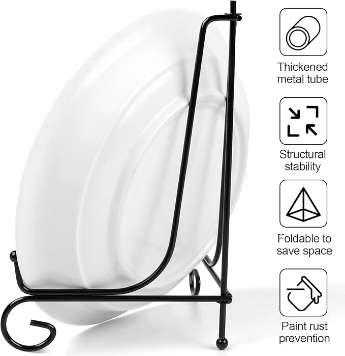 Vivinin 2 Pack Plate Stands - Metal Frame Holder & Artwork Display, 8 Inch Picture Frame Stand for Tabletop Art, Photo & Platter