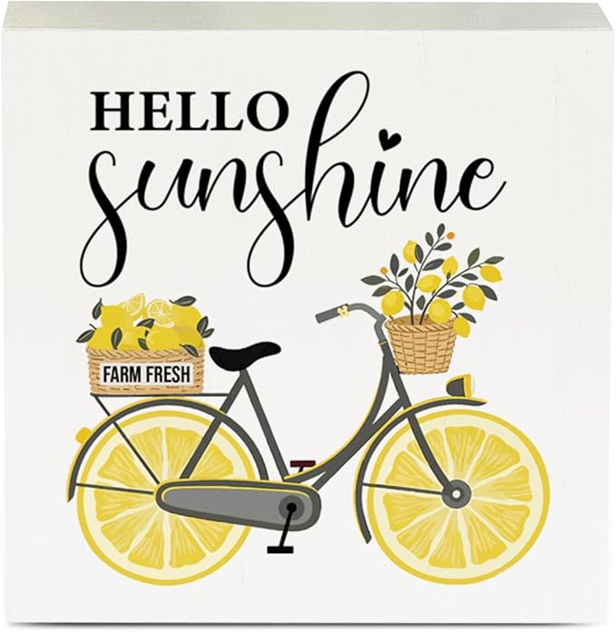 Lemon Decorations Sunshine Decor Summer Home Decor Summer Decorations Wooden Box Sign for Home Office Farmhouse Table Shelf