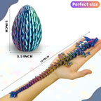 POIVOCF 3D Printed 12” Articulated Crystal Dragon Inside 5.1” Egg – Fantasy Collectible, Fidget Toy & Stocking Easter Basket Stuffers for Home & Office Decor (Multicolor).