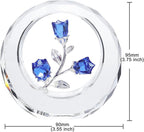LONGWIN Crystal Tulips Flower Figurines with a Outer Circular Ring, Glass Spring Bouquet Collectible Figurines Home Decor Cobalt Blue