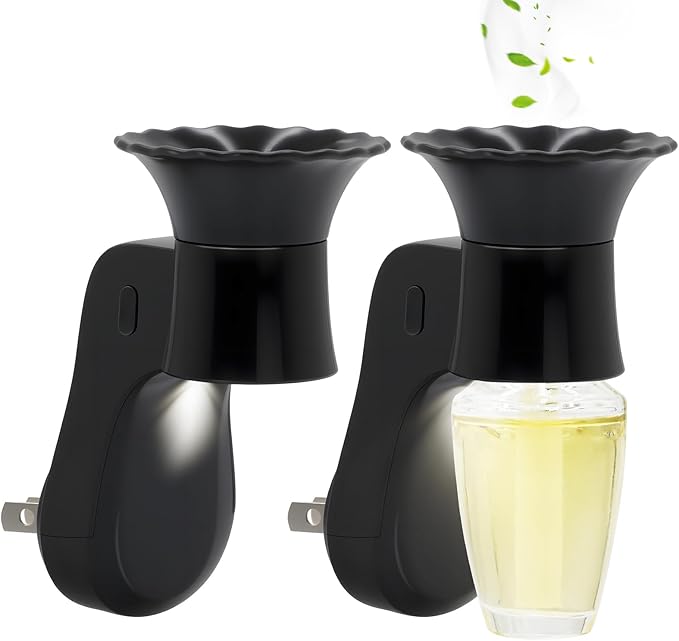 Wall Fragrance Plug in Air Freshener- Plug in Diffuser with Night Light Compatible with Bath and Body Works Wallflowers Refill, ETL Certified Rotatable Plug, Scent Control Plug for Home Office (2PCS)
