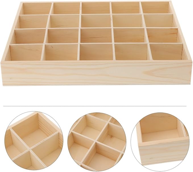 Set of 2 - Wooden Drawer Organizers with 20 Compartments | Space-Saving Belt, Tie, and Sock Organizer | Stackable Desktop Storage Box for Neat and Tidy Dresser, Closet, Under-Bed Storage